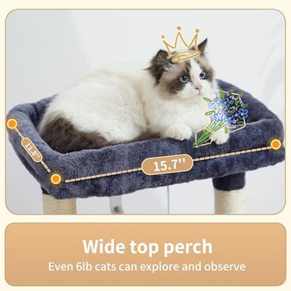 Heybly Cat Tree, Kitten Tower with Large Soft Cat Basket HCT008SG - Image 3