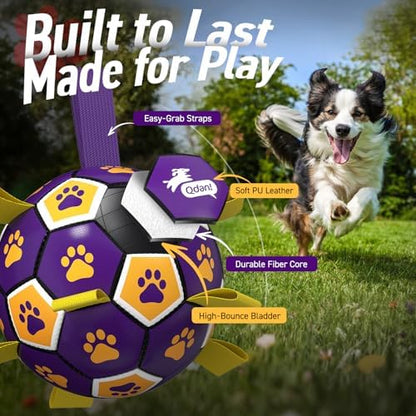 QDAN Dog Balls Toys, Soccer Ball with Straps, Herding Ball Toy, Puppy Toy - Image 3