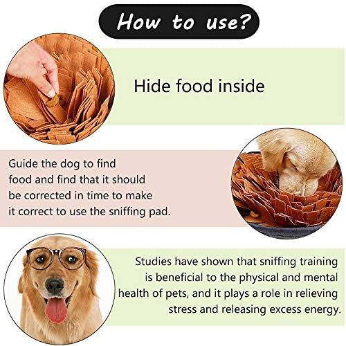 AWOOF Pet Snuffle Mat for Dogs, Interactive Feed Game for Boredom, Encourages Natural Foraging Skills for Cats Dogs Bowl Travel Use, Dog Treat Dispenser Indoor Outdoor Stress Relief (Brown) - Image 2