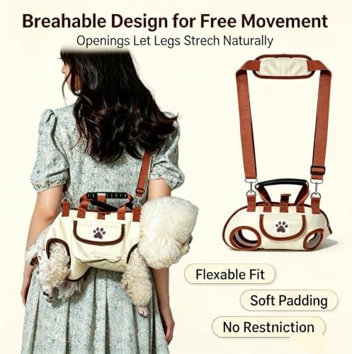 Small Dog Carrier Bag, Hands Free Pet Carrier Purse with Shoulder Strap & Leash Function, Portable Puppy Carrying Tote for Travel, Walking, Shopping and Daily Outings - Image 2