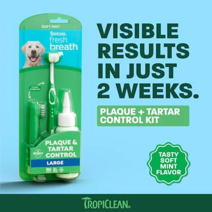 TropiClean Fresh Breath Dog Tooth Brushing Kit for Large Dogs - Image 2