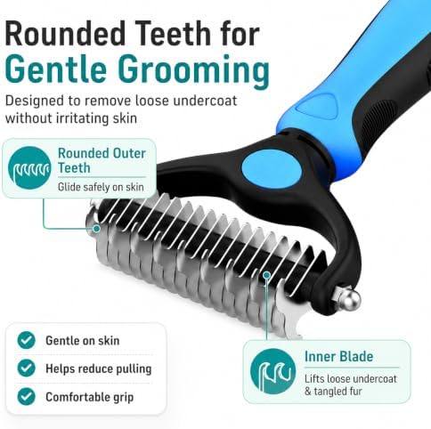 6 Pcs Pet Grooming Tool - With Metal Comb,Deshedding Brush,Flea Lice Comb - Image 2
