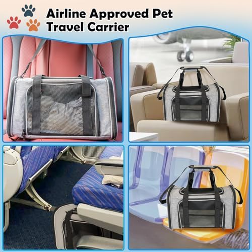 Top tasta Dog Cat Carrier Pet Carriers for Large Cats Small Dogs Carrier Soft Sided Puppy up to 25Lbs Dog Carrier Portable Foldable Dog Cat Travel Carrier (Large-Grey& Black -20 * 13 * 13) - Image 5