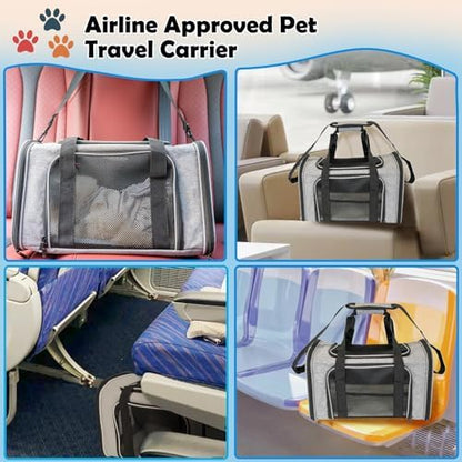 Top tasta Dog Cat Carrier Pet Carriers for Large Cats Small Dogs Carrier Soft Sided Puppy up to 25Lbs Dog Carrier Portable Foldable Dog Cat Travel Carrier (Large-Grey& Black -20 * 13 * 13) - Image 5
