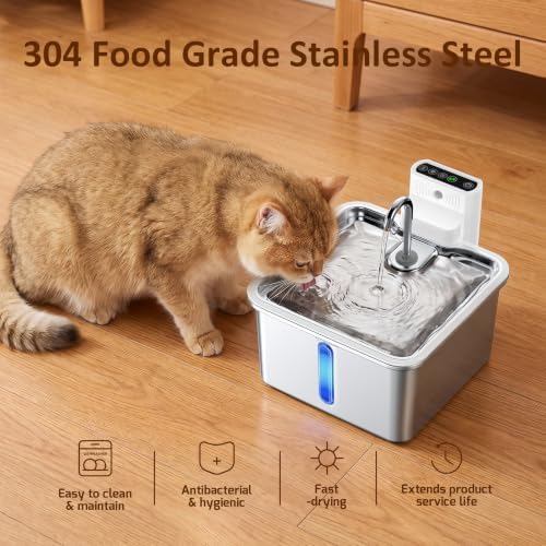 Cat Water Fountain Stainless Steel, 135fl-oz/4L Wireless Cat Fountain - Image 4