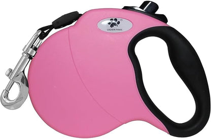 13 ft Retractable Dog Leash for Large Dogs up to 26 lbs,Tangle-Free Nylon Tape,Pink Dan S