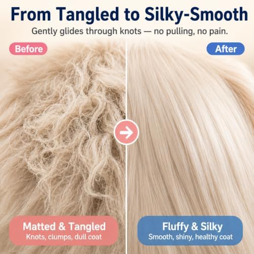 Cat Deshedding Tool, Self Cleaning Cat Deshedder, Medium & Long Hair, White - Image 5