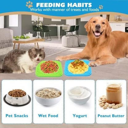 2 Pack Lick Mat for Dogs and Cats, Dog Slow Feeder Dowl Mat for Bathing Grooming Nailing Trimming, Dog Feeding Mat, Licking Pad for Dogs Cats - Image 3