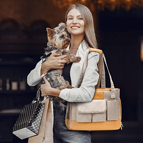 Dog Carrier, Cat Carrier, Pet Carrier, Foldable Waterproof Premium PU Leather Oxford Cloth Dog Purse, Portable Tote Bag Carrier for Small to Medium Cats and Small Dogs - Image 6