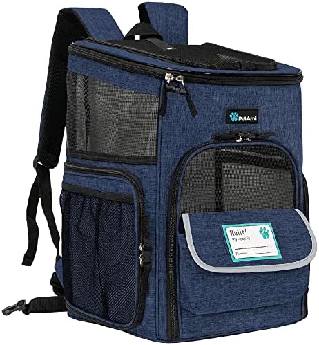 PetAmi Dog Backpack Carrier, Airline Approved 4-Way Entry Cat Bag, Blue by PetAmi