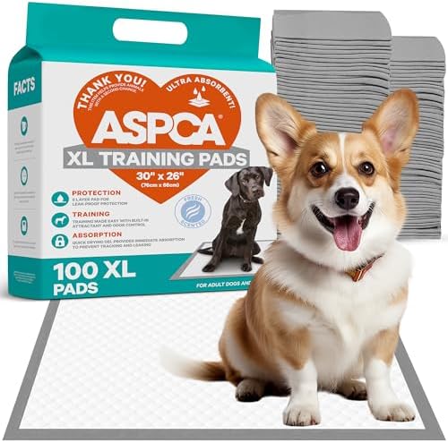ASPCA - Scented Puppy Pads | Extra Absorbent Dog Training Pads for Cats & Dogs | Leak-Proof Layers | Odor Control & Quick-Dry | Non-Slip & Tear-Resistant | Travel Friendly | Pack of 100 | Size 26"x30" by ASPCA