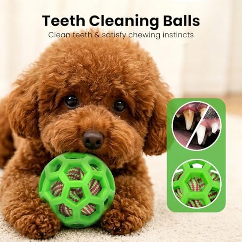 HGB 3.2" Dog Toy Ball for Aggressive Chewer, Tough Rubber, Cotton Rope Ball - Image 5