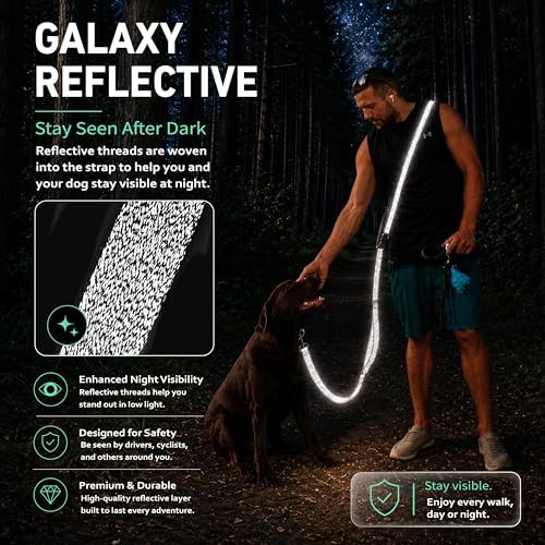 Hands Free Dog Leash,Galaxy Reflective, Crossbody Dog Leash, Green - Image 4