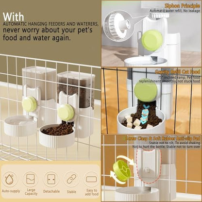 kathson Rabbit Feeder for Cage,Bunny Water Bottle,Pet Food Dispenser,Green - Image 3