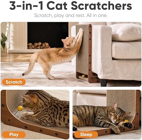 FUKUMARU Cat Scratcher 2 Packs, 25 Inch Cat Scratching Boards, L Shaped Pad - Image 3
