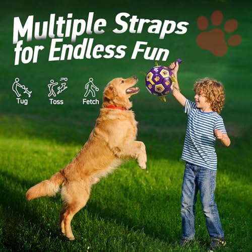 QDAN Extra Large Dog Toy Soccer Ball, Durable Dog Balls with Straps, 9 Inch - Image 4