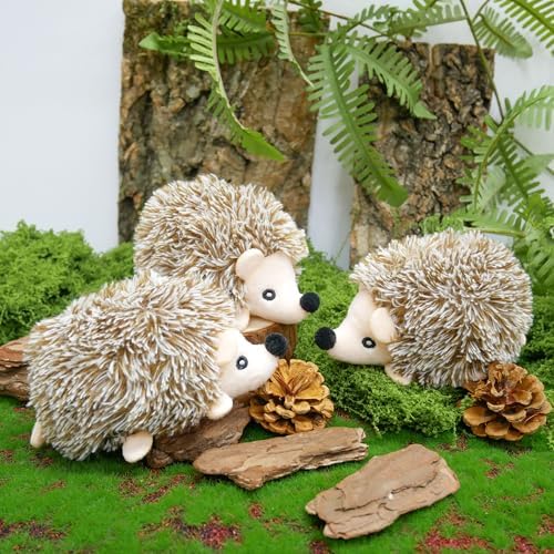 Dog Hide and Seek Toys Puppy Chew Squeaky Toys Plush Mushroom&Bamboo&Shell Hideout Stuffing with Squeakers Animals (3Pcs Squeaky Hedgehog Brown) - Image 4