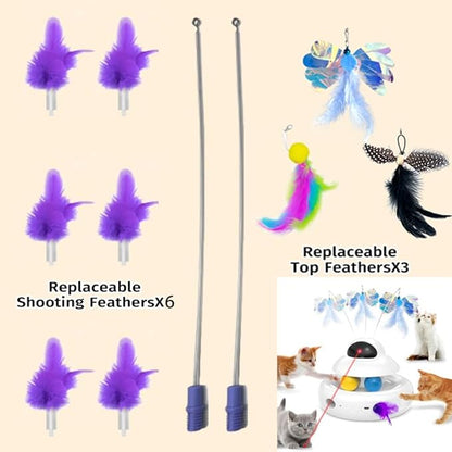 9 Pcs Soft Feathers Replacement Accessories, Interactive Toys for Indoor Cats,ONLY Fits Cat Toys, NOT fits for Other Brand
