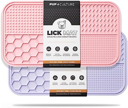 Pup Culture Dog Lick Mat for Dogs (2 Pack), Feeding Pad for Anxious Pets Plus 4 Different Puzzles for Mental Stimulation for Dogs - Supports Mental, Dental, and Digestive Health - Heavy Duty by PupCulture