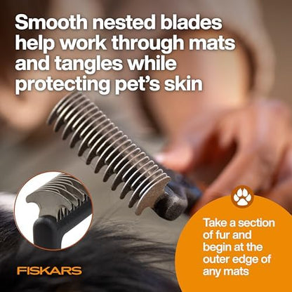 Fiskars Pet, Cat and Dog Brush, Fine Bristles & SoftGrip Handle for Gentle Grooming and Deshedding, Cat and Dog Supplies, Orange/Black - Image 4