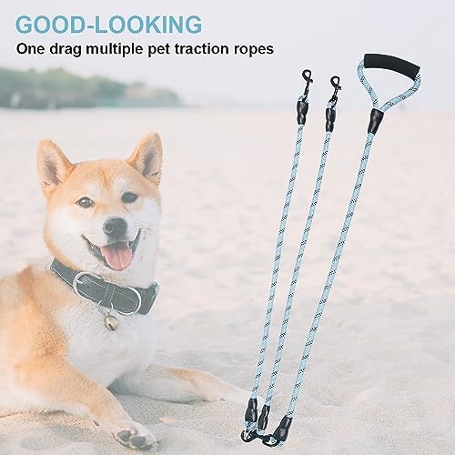 Dual Dog Leash, Reflective Heavy Duty Two Dog Leash for Small Medium Large Dogs, 2 Dog Leashes, 360° Swivel Tangle Free with Comfortable Handle, Support Add to Multiple Rope, Blue - Image 5