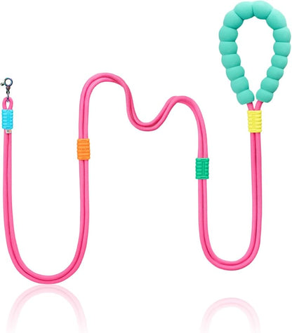 Hands Free Dog Leash 5FT Adjustable Waist Leash with NBR Padded Handle & Zinc Alloy Clip Waist/Crossbody Slip Lead Leashes for Walking (Metaverse Peach)