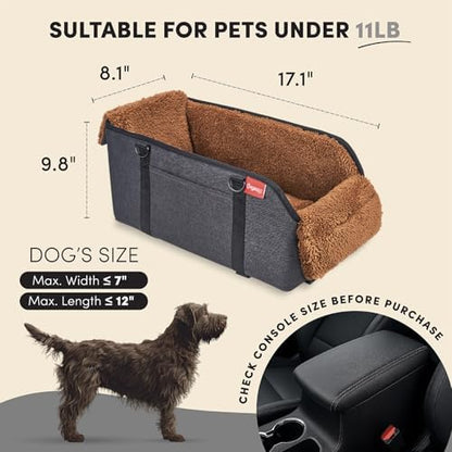 BurgeonNest Center Console Dog Car Seat for Small Pets to 11lbs, Brown - Image 2