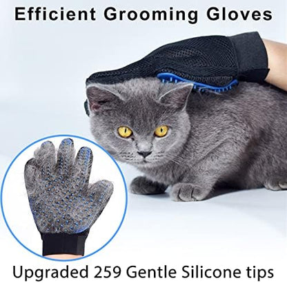 Cat Grooming Glove Brush, Pet Hair Remover Tool, 1 Pair Reusable Dog Hair Fur Remover for Carpet, Furniture, Couch, Clothes, Eco-Friendly and High efficiency (Blue) - Image 2
