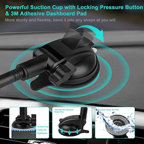 Car Dashboard Windshield Tablet Mount, 13" Long Arm Gooseneck, 360° Flexible Window Suction Cup Holder for Truck SUV, for iPad Pro 12.9/11/10.5/9.7/Air/Mini 6 5 4, Galaxy, 4.7"-12.9" Tab&Phone - Image 6