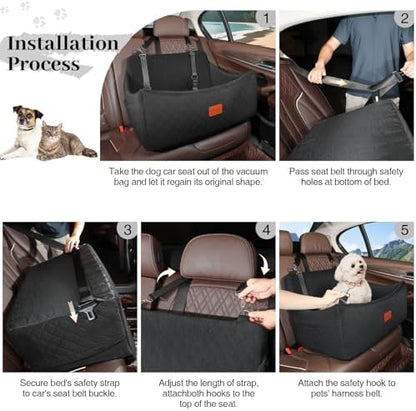 Wooaidagg Dog Car Seat for Medium & Large Dogs Up to 55lbs, Memory Foam Cushion, Washable Cover, Safety Straps & Non-Slip Bottom(Black,Large) - Image 6