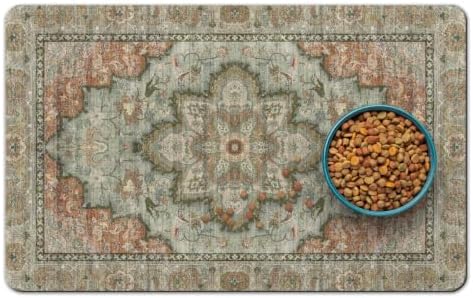Dog Food Mat for Floors, Absorbent Pet Cat Food Bowl Mat, 16x24 in by QXWREL