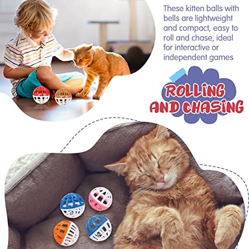Hungdao 100 Pcs Bulk Cat Toys Balls, Plastic Cat Crinkle Ball with Bells - Image 5