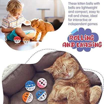 Hungdao 100 Pcs Bulk Cat Toys Balls, Plastic Cat Crinkle Ball with Bells - Image 5