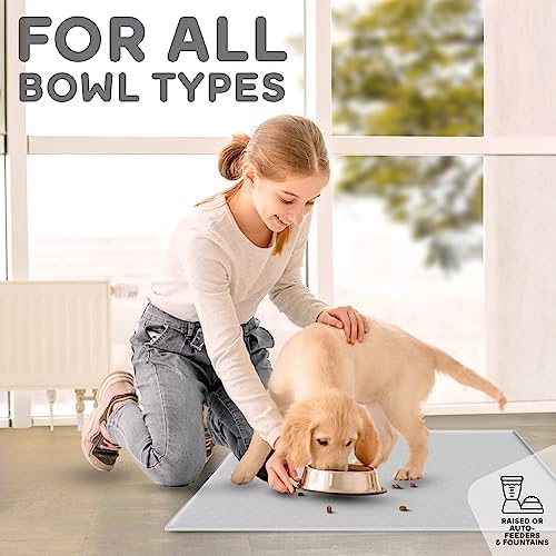 Dog Food Mat - Raised Edges Dogs Mat for Food and Water Prevent Spill, Waterproof Cat Food Mats Protect Floors, Easy Clean Dog Bowl Mats for Food and Water, Silicone Pet Food Tray - Image 6