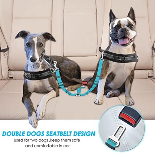 SlowTon Double Dog Seat Belt for Car with Elastic Bungee Buffer, Adjustable - Image 2