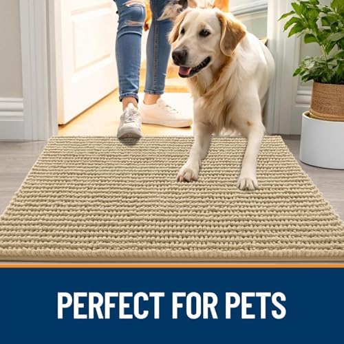 OLANLY Dog Door Mat for Muddy Paws 59x24, Extra Absorbent Chenille Mud Mat - Image 6