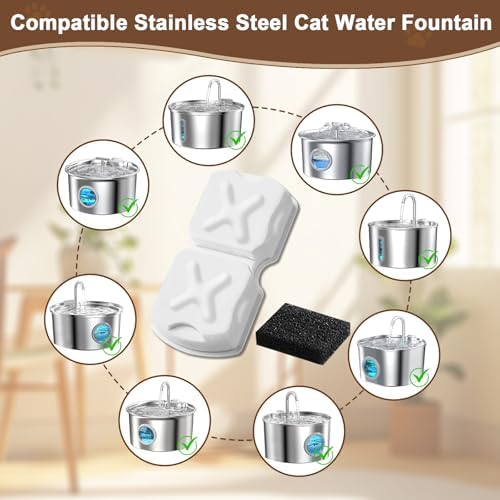 Cat Fountain Filter Kit - 12 Filters, 12 Sponges & 2 Brushes - Image 2