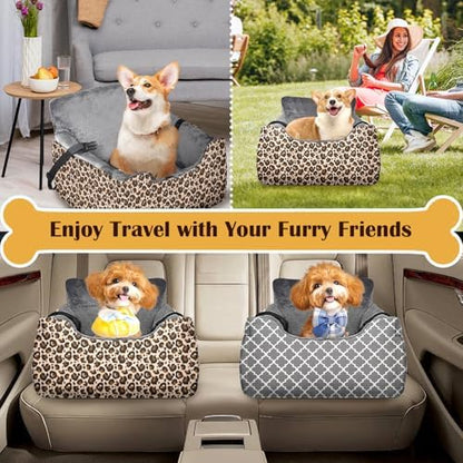 Dog Car Seats for Small Medium Sized Dogs Carseat for Car Funny Fuzzy Pet Dog Booster Car Seat Puppy Under 31 Lbs with Soft Plush Cushion&Washable Removable Cover - Image 6