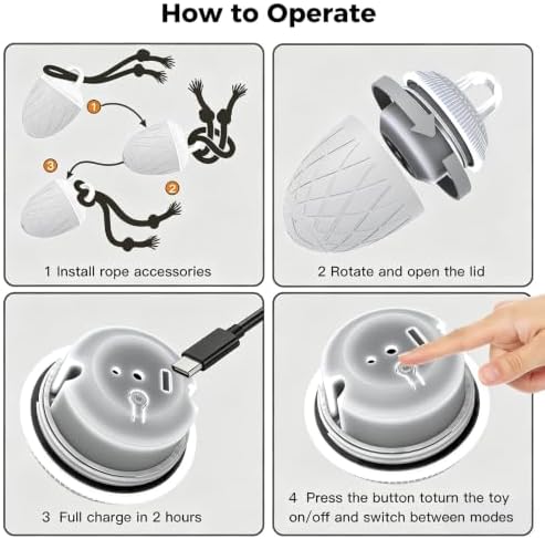 Interactive Dog Ball Toy for Medium & Large Dogs, Automatic Moving Dog Toy with Bird Sounds and Rope, USB Rechargeable Smart Ball with Fast & Slow Modes, 500mAh Dog Enrichment Toy - Image 4