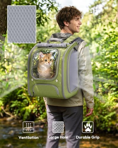 Pecute Cat Backpack Carrier,Large Space Cat Bubble Backpack,Light Green - Image 4