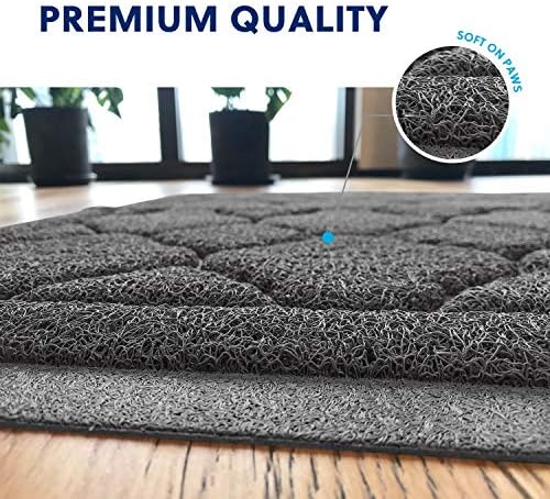 WePet Cat Litter Box Mat, Kitty Premium PVC Pad, Durable Trapping Rug, Phthalate Free, Urine-Resistant, Scatter Control, L 35 x 23 Inch, Black - Image 4