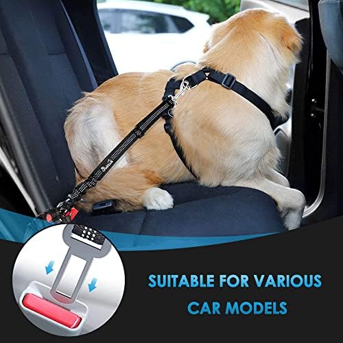 SlowTon Dog Seat Belt for Car, 2 Pack Dog Car Harness Seatbelt with Bungee - Image 3