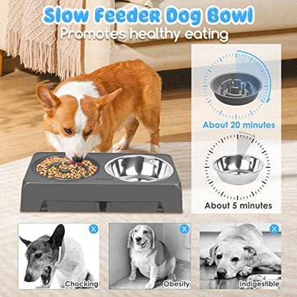 URPOWER Raised Dog Bowls 4 Height Adjustable Elevated Bowl Stand - Image 4