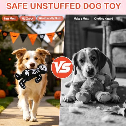 Mihachi Halloween No Stuffing Crinkle Dog Toys,2-in-1 Holds Water Bottles-Cruncher with Puncture Resistant Squeaker, Dog Squeak Toys Plush Dogs Chew Toy for Puppy Small Medium Breed Chewer, Skeleton - Image 5