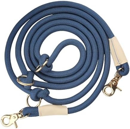 Multifunctional 8.5 ft Nylon Rope Hands Free Dog Leash for Running Small Medium Large Dogs, Waist Leash for Dog Walking, Adjustable Crossbody Over Shoulder Lead (Navy Blue, 8.5FT x 10MM) by Unknown