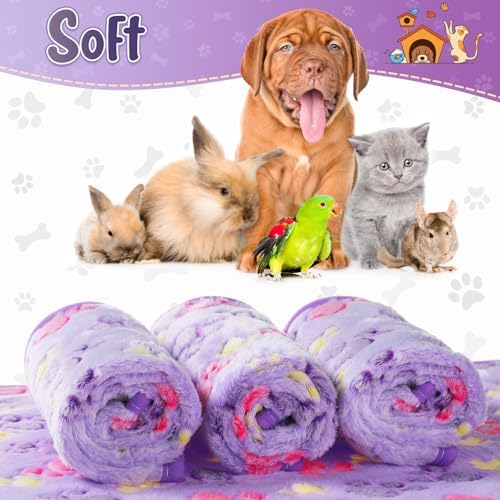 Tatuo 4 Pack Fleece Dog Blanket for Pet,Purple,30 x 20.5 Inch,Paw - Image 3