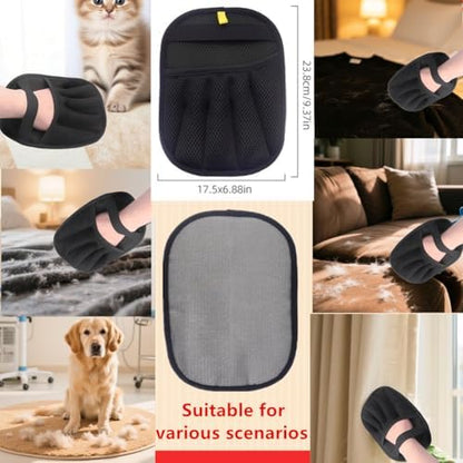 Pet Hair Removal Tool, Electrostatic Pet Hair Removal Gloves,Dog and Cat Hair Remover Grooming Gloves Set for Couch, Clothes, Car, Carpet, Bed, Furniture (1 Pack Black) - Image 6