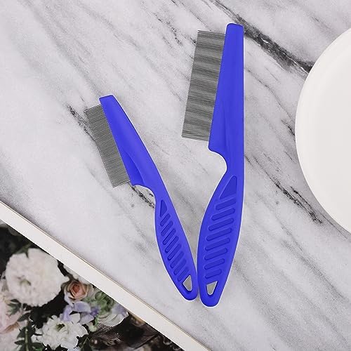 NQEUEPN Pet Hair Comb, 2 in 1 Multifunctional Pet Hair Comb for Grooming and Dehairing, Flea and Tear Stain Removal, Stainless Steel and ABS Material, Pack of 2, Blue - Image 4
