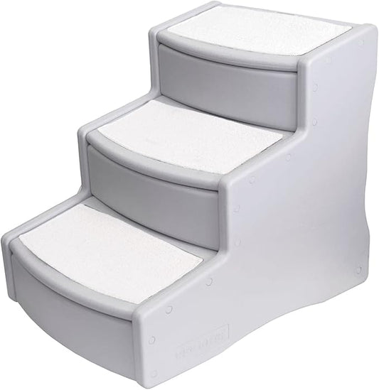 Pet Gear Easy Step III Extra Wide Pet Stairs, 3 Step for Dogs/Cats up to 200 pounds, Removable/Washable Carpet, Easy Assembly (No Tools Required), Essential Grey