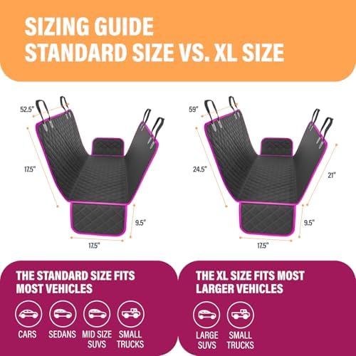 Active Pets Pink Standard Dog Car Hammock Back Seat Cover, Waterproof Backseat Cover Protector for Truck Bench Rear of Sedans or SUVs, Essential Pet Supplies Vacuum or Wipe Clean, Machine Washable - Image 5